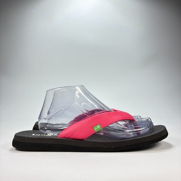 Sanuk Yoga Serenity 4 Red Black Comfortable Flip Flop Sandals Women's Size 10 - Picture 1 of 9